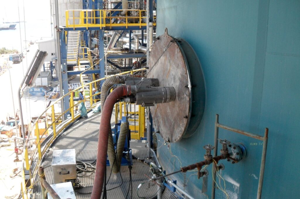 refractory dryout technician working in refinery